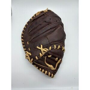 Vintage Mizuno Catcher's Mitt Dark Brown Leather Baseball Glove Left Hand Throw